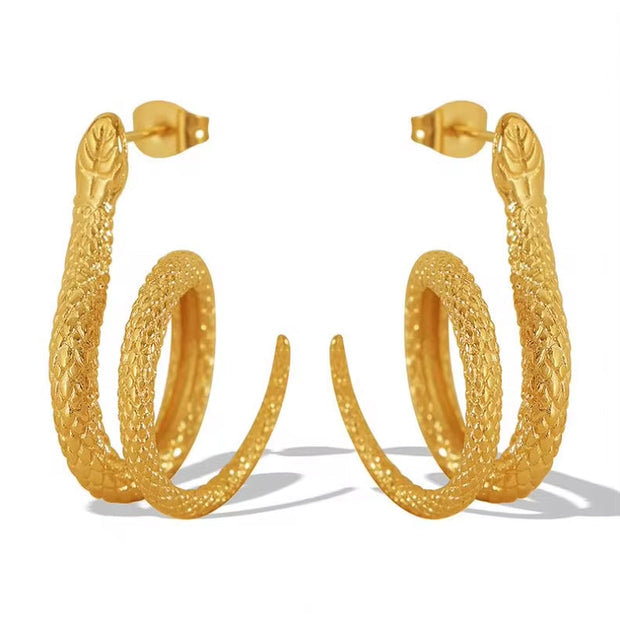 JEWELRY EH195 Korean Version of the Earrings Temperament Small Snake Hundred with Earrings Simple Gold-Plated 18K