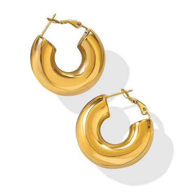 Vintage Jewelry Bulk Wholesale Luxury Stainless Steel 18K Gold Plated Custom Geometric Large Hoop Earrings Set Women