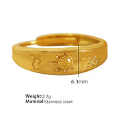 JEWELRY JZ06-11 Japan and South Korea Simple Stainless Steel 18K Gold Hollow Geometric Lines Open Ring for Women