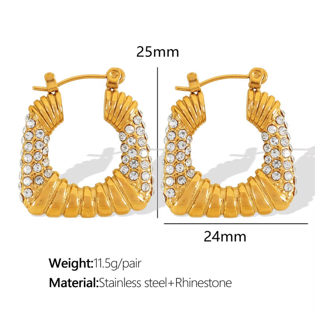 JEWELRY EH292-5 Factory Hot Sale 18K Gold Plated Geometric Zirconia Earrings Fashion Design Premium Earrings