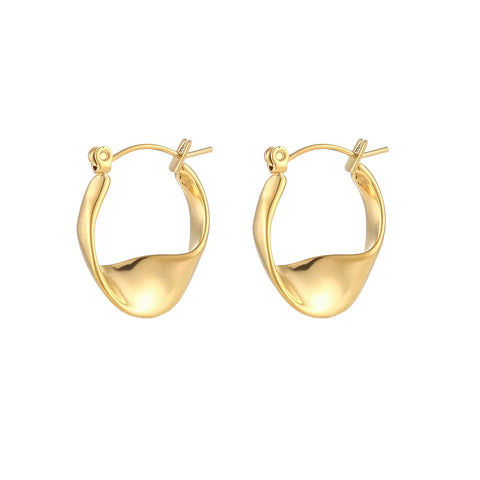 Drop Ship Irregular Hoop Earring 18K Gold Plated Stainless Steel Tarnish Free Wholesale Designer Inspired Earrings