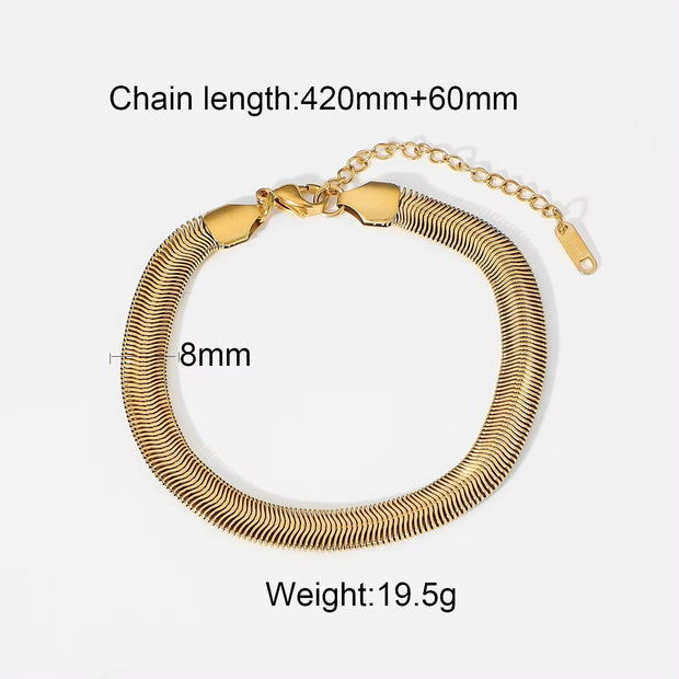 3Mm 6Mm 8Mm 12Mm Miami Cuban Chain Bracelet Punk Jewelry for Men Women 18K Gold Plated Stainless Chain Bracelet