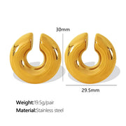 JEWELRY French Ear Bone Clip Stainless Steel Textured Gold Plated Earrings for Women