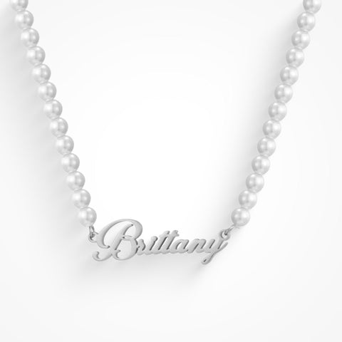 Custom/Personalized Pearl Nameplate Necklace