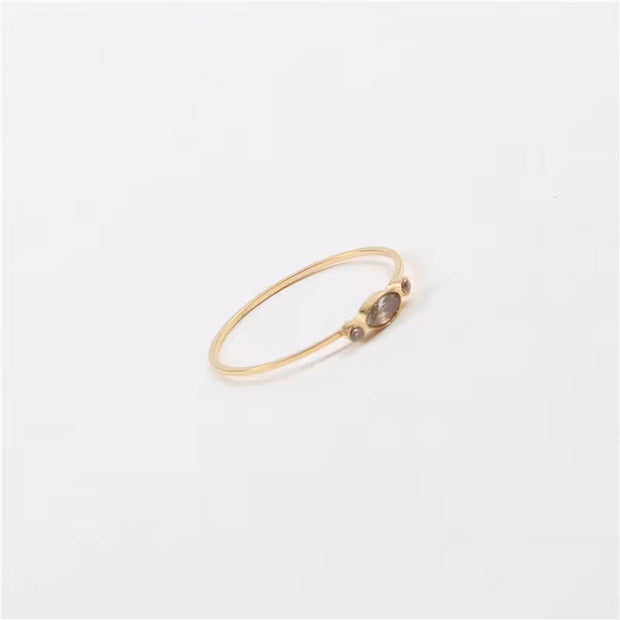 Ins Hot High End 18K Gold Plated Dainty Glass Rings for Women Trendy Jewelry