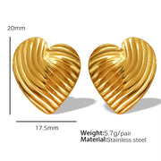 JEWELRY EH EH177-9 High Quality Wholesale Custom Cheap French Fashion Pleated Textured Heart Drop Earrings