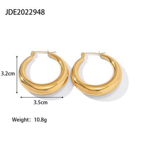 Hypoallergenic Heart Geometric C 18K PVD Gold Plated 316L Stainless Steel Chunky Hollowed Statement Earrings