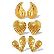 JEWELRY EH EH177-9 High Quality Wholesale Custom Cheap French Fashion Pleated Textured Heart Drop Earrings