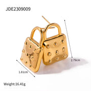 18K Gold Plated Stainless Steel Waterproof Custom Luxury Bag Shape Earrings Wholesale Bulk