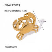 Design Cute Crab Charm Pendant Earring Bracelet Necklace 18K PVD Stainless Steel Insect Series Hammer Jewelry