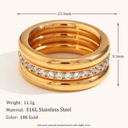 Non Tarnish Zircon Stacking Ring Set Waterproof Tarnish Free Jewelry Stainless Steel Signet Rings