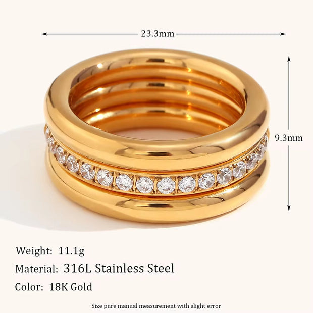 Non Tarnish Zircon Stacking Ring Set Waterproof Tarnish Free Jewelry Stainless Steel Signet Rings