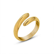 Personalized 18K Gold Plated Open Stainless Steel Waterproof Jewelry Double Open Rings for Women