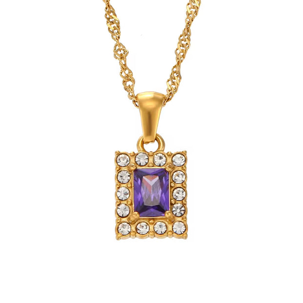 2024 Jewelry Trends Shining Zircon Pendant Necklace Colorful Christmas Jewelry Gift for Women