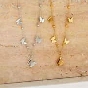 2024 New Design Classic Stainless Steel Gold Plating Bead and Butterfly Chain Necklace Bracelets