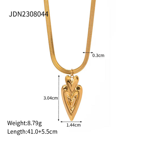 Original Design 18K Gold Plated Stainless Steel Rivet Chunky Texture Heart Earring Necklace for Women