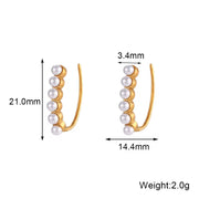 Dainty Pearl & Zircon Stud Earring 18K Gold Plated Stainless Steel Bridal Earrings for Women