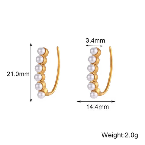 Dainty Pearl & Zircon Stud Earring 18K Gold Plated Stainless Steel Bridal Earrings for Women