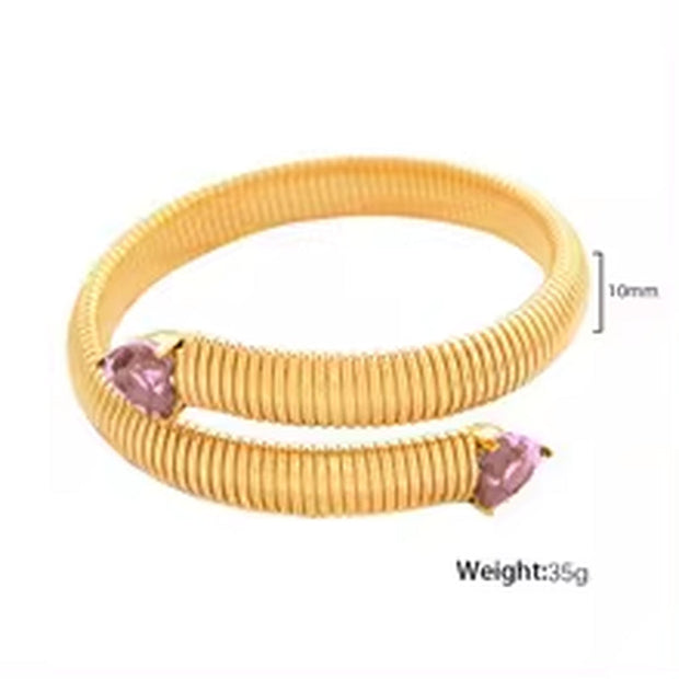 JEWELRY SZ17 Fashion Heart Bracelet Fashion Snake Bone Stretch Bracelet Stainless Steel Gold Plated Bangle