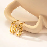 Pitite 2 Layer Geometric Dainty Ins Popular 18K PVD Gold Plated Stainless Steel Hoop Earrings