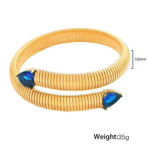 JEWELRY SZ17 Fashion Heart Bracelet Fashion Snake Bone Stretch Bracelet Stainless Steel Gold Plated Bangle