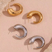 New Arrival Hollow Hoop Earrings Gold Plated Jewelry Stainless Steel Gold Hoop Earrings