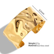 JEWELRY SZ19-24 2024 Vintage Heavy Textured Feeling Water Wave Design Open Bangle Stainless Steel Bracelet Wholesale