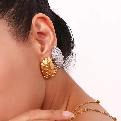 Chunky Earrings Oval Beaded Cactus Stud Earrings Trendy Earrings 2024 Gold Plated Stainless Steel Jewelry