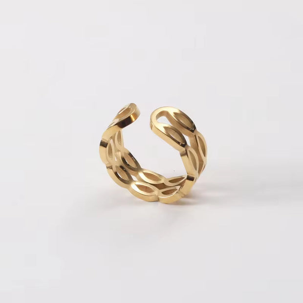 Stainless Steel Jewelry Wholesale 18K Gold Plated Double-Layer Bight Open Rings for Women Fashion Jewelry