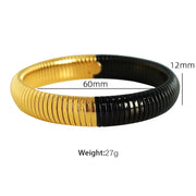 JEWELRY Fashion Stainless Steel Wide Face Bracelet Trendy Color Blocking Bracelet Stretchy Snake Bone for Women