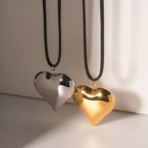 Stainless Steel 18K Gold Plated Heart Shape Necklace Jewelry Chain Set Fashion Jewelry