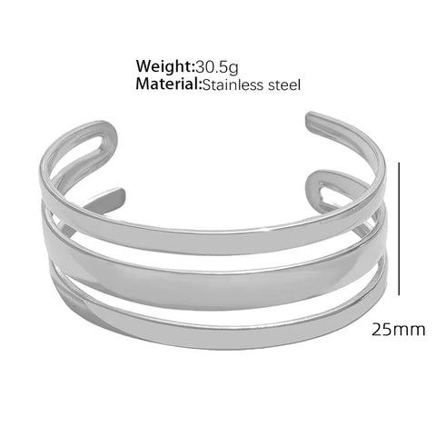 JEWELRY SZ19-24 2024 Vintage Heavy Textured Feeling Water Wave Design Open Bangle Stainless Steel Bracelet Wholesale