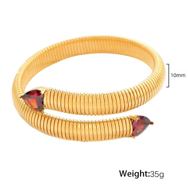 JEWELRY SZ17 Fashion Heart Bracelet Fashion Snake Bone Stretch Bracelet Stainless Steel Gold Plated Bangle