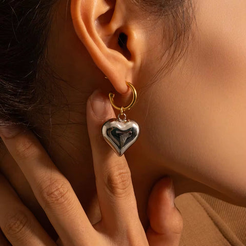 Stainless Steel 18K Gold Plated Heart Shape Earring Fashion Jewelry Wedding Geometric Earrings