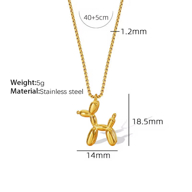 JEWELRY XL64-MYL05 Factory Supply Balloon Dog Pendant Necklace Stainless Steel Zodiac Dog Sweater Chain for Women