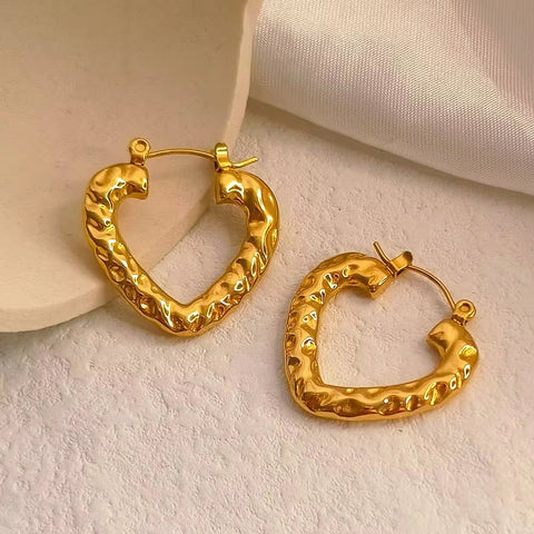 Hip Hops Heart Rectangular Hoop Earrings