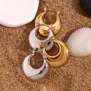 Hollow Minimalist Earrings Gold Plated Stainless Steel Hoop Earrings Tarnish Free Earrings Wholesale Bulk