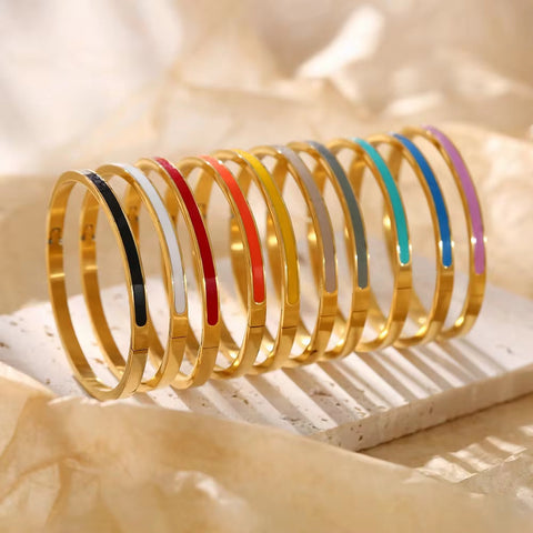 Custom Fashion Hot Sale Popular Jewelry for Women 316L Stainless Steel Bracelet Enamel Colorful Bangle