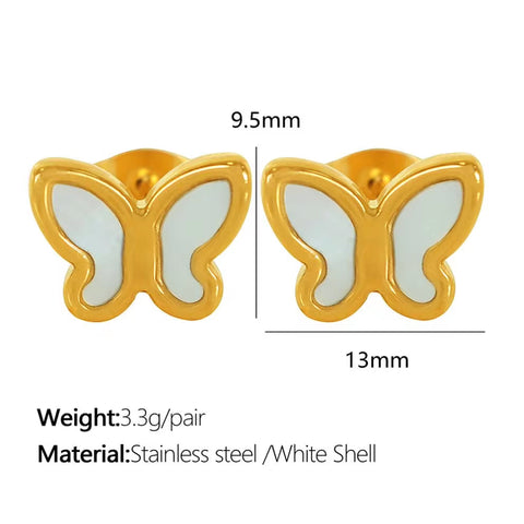 JEWELRY EH240-1 French Fashion Stainless Steel 18K Gold Plated Butterfly Shape Earrings for Women