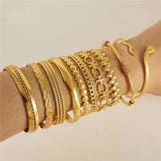 Custom Waterproof Jewelry Stainless Steel Cuban Chain 18K Gold Plated Bracelet for Women Ladies Bracelet Sets