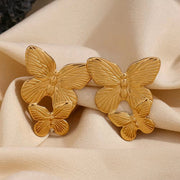 Butterfly Earrings Gold Plated Jewelry Drop Earrings anti Tarnish Jewelry Stainless Steel Earrings