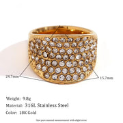 Shining Zircon Engagement Rings for Women Gold Plated Party Jewelry Stainless Steel Finger Ring