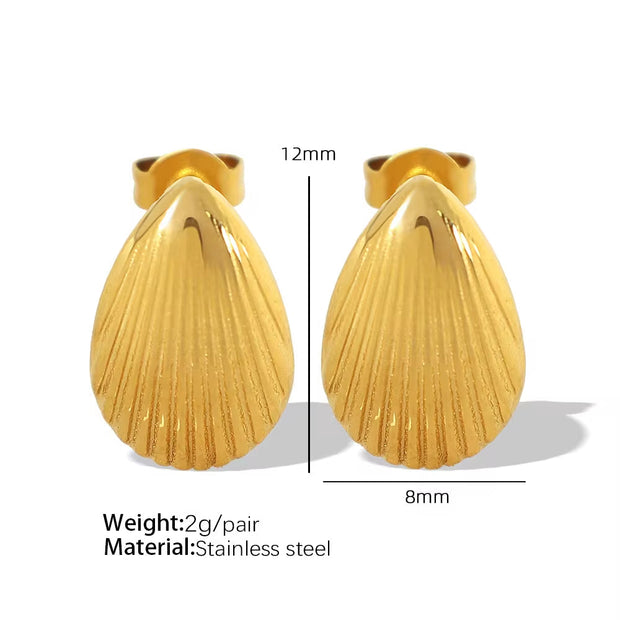 JEWELRY Fashionable Elegant Stainless Steel Metal Earrings Premium Feeling Shell Earrings for Women