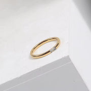 Fine Thin Rings Jewelry 18K Gold Plated Stainless Steel Rectangle Zircon Rings for Women