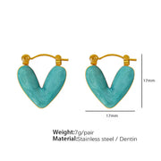 JEWELRY EH62 Factory Hot Sale Explosive Earrings Fresh and Sweet Heart-Shaped Enamel Earrings