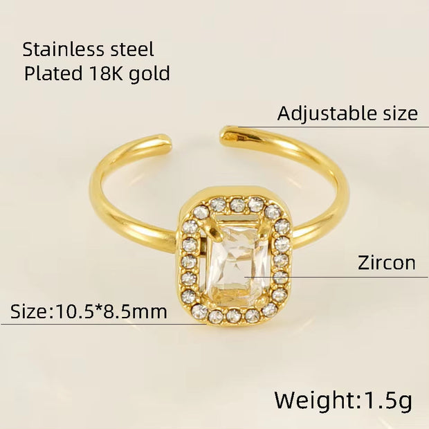 Personality Opening Adjustable 18K Stainless Steel Jewelry Hypoallergenic Ring