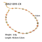 18K Gold Plated Stainless Steel Accessories Charm Colorful Daisy Choker Necklace for Women