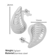 JEWELRY EH229 the Newest Stainless Steel Hollow Threaded Drop Earrings Vintage Style Street Earrings