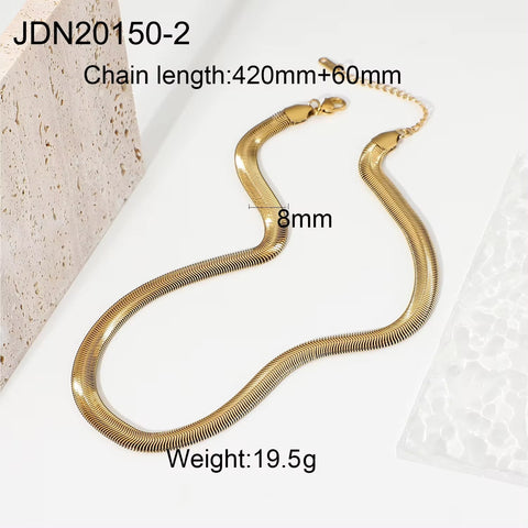 Waterproof Stainless Steel Thick Chain Layers Bead Snake Paperclip Cuban Chain Choker Necklace