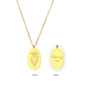 Trendy Month Flower Design 18K Gold Plated 12 Birthstone Pendant Necklace Tarnish Free Jewelry in Stainless Steel